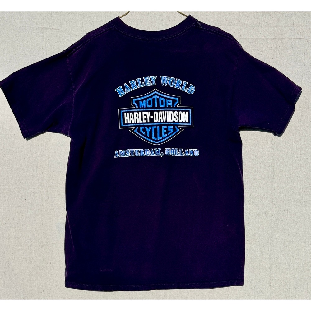 Harley-Davidson Amsterdam Holland T-Shirt Mens Large Purple Holoubek Made in USA - Picture 2 of 6